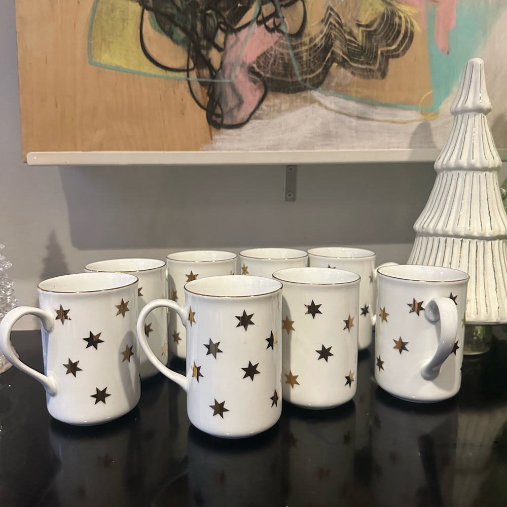 American Atelier Gold star holiday cups set of 8